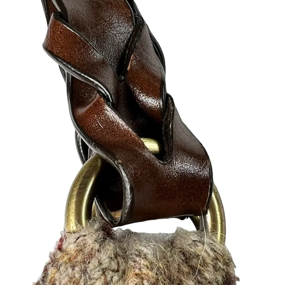 RARE EDDIE BAUER Brown Wool Blend Shoulder Tote Bag Leather Braided Straps - Picture 13 of 16